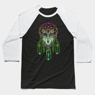 Awesome wolf on a dreamcatcher  with feathers Baseball T-Shirt